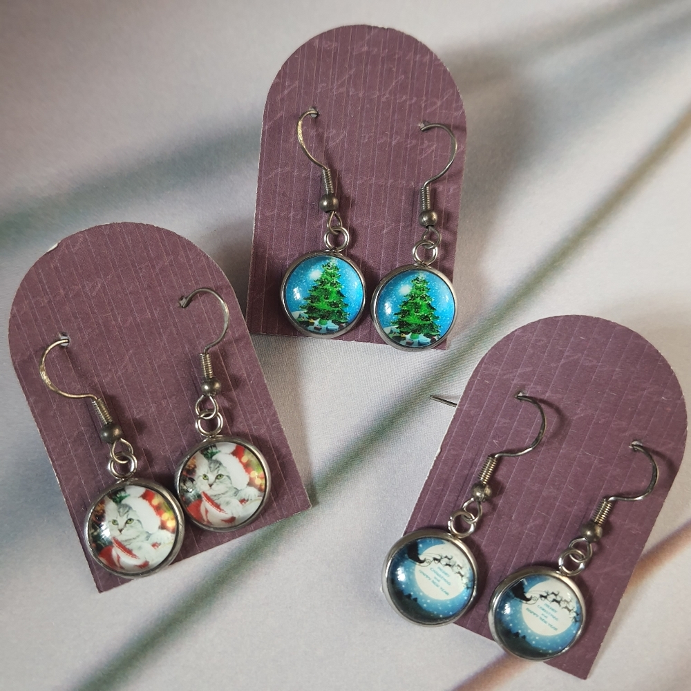 Lot of 3 Christmas Earrings